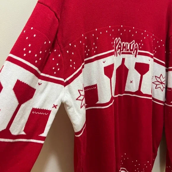 Kahlúa Holiday "Ugly" Sweater logo bottle glasses festive red white XL LIKE NEW - Picture 5 of 11